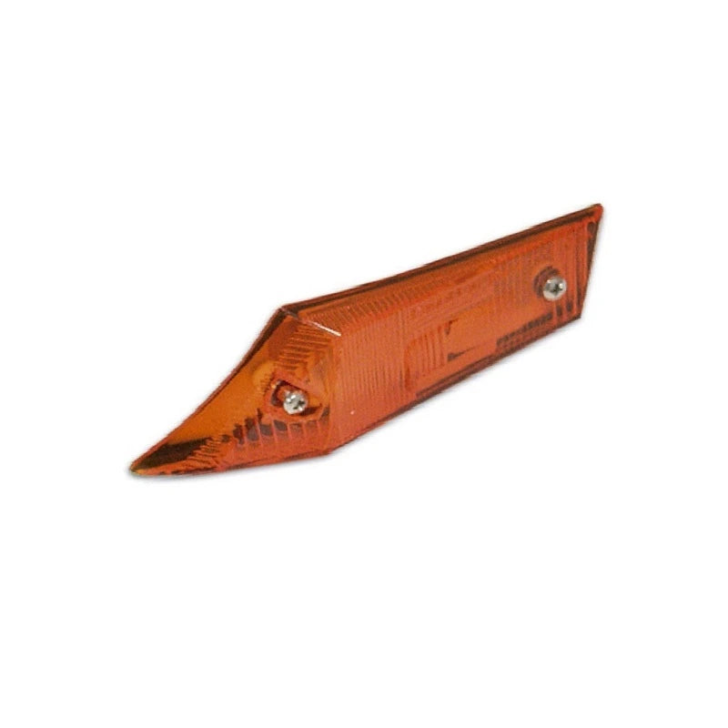 Cover della freccia anteriore destra di colore arancione per Citroën Dyane, vista di profilo con dettagli delle viti di fissaggio.